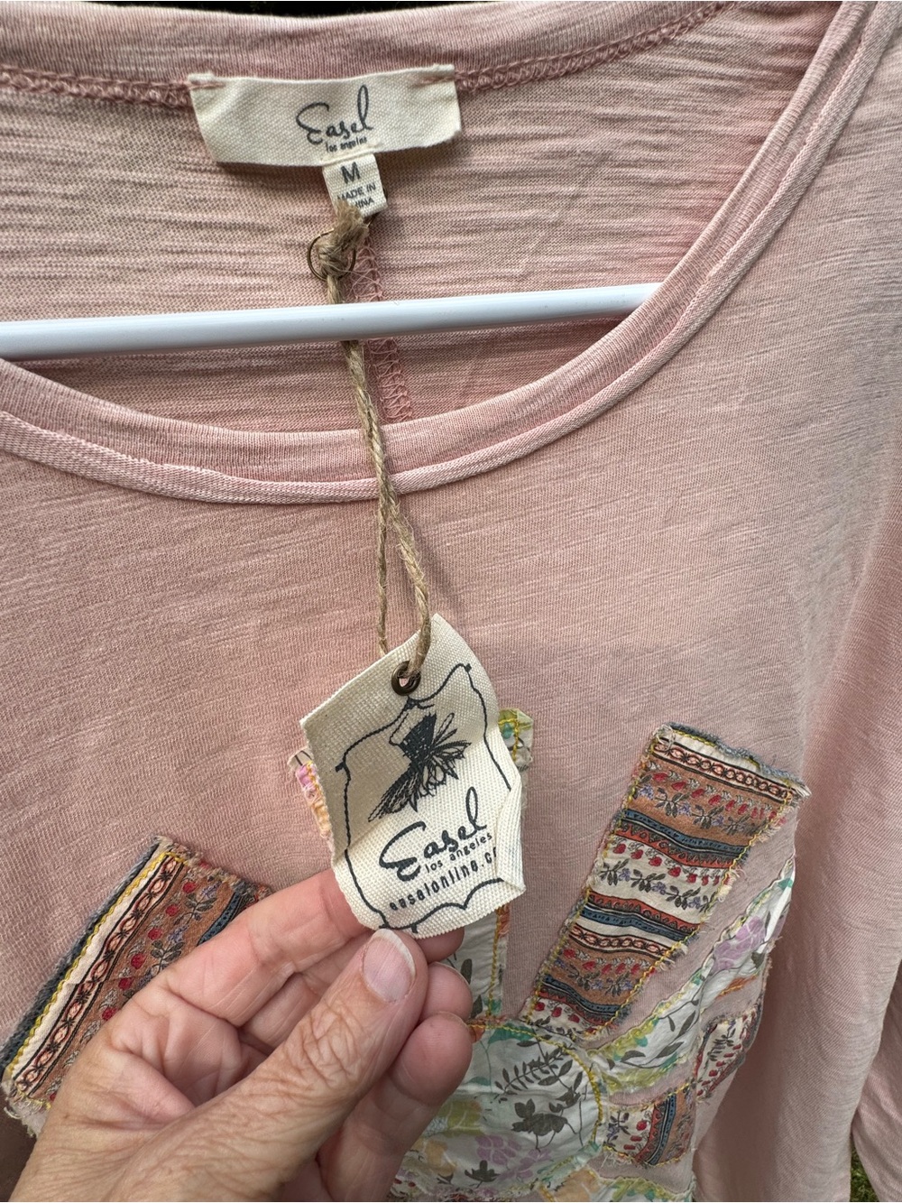 easel Blush Pink Floral Patchwork Sunburst Tunic oversized - Picture 3 of 7